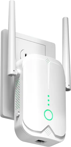WiFi Extender, WiFi Signal Booster Up to 9000Sq.ft and 50 Devices, WiFi Range Extender, Wireless Internet Repeater, Long Range Amplifier with Ethernet Port, 1-Tap Setup, Access Point, Alexa Compatible
