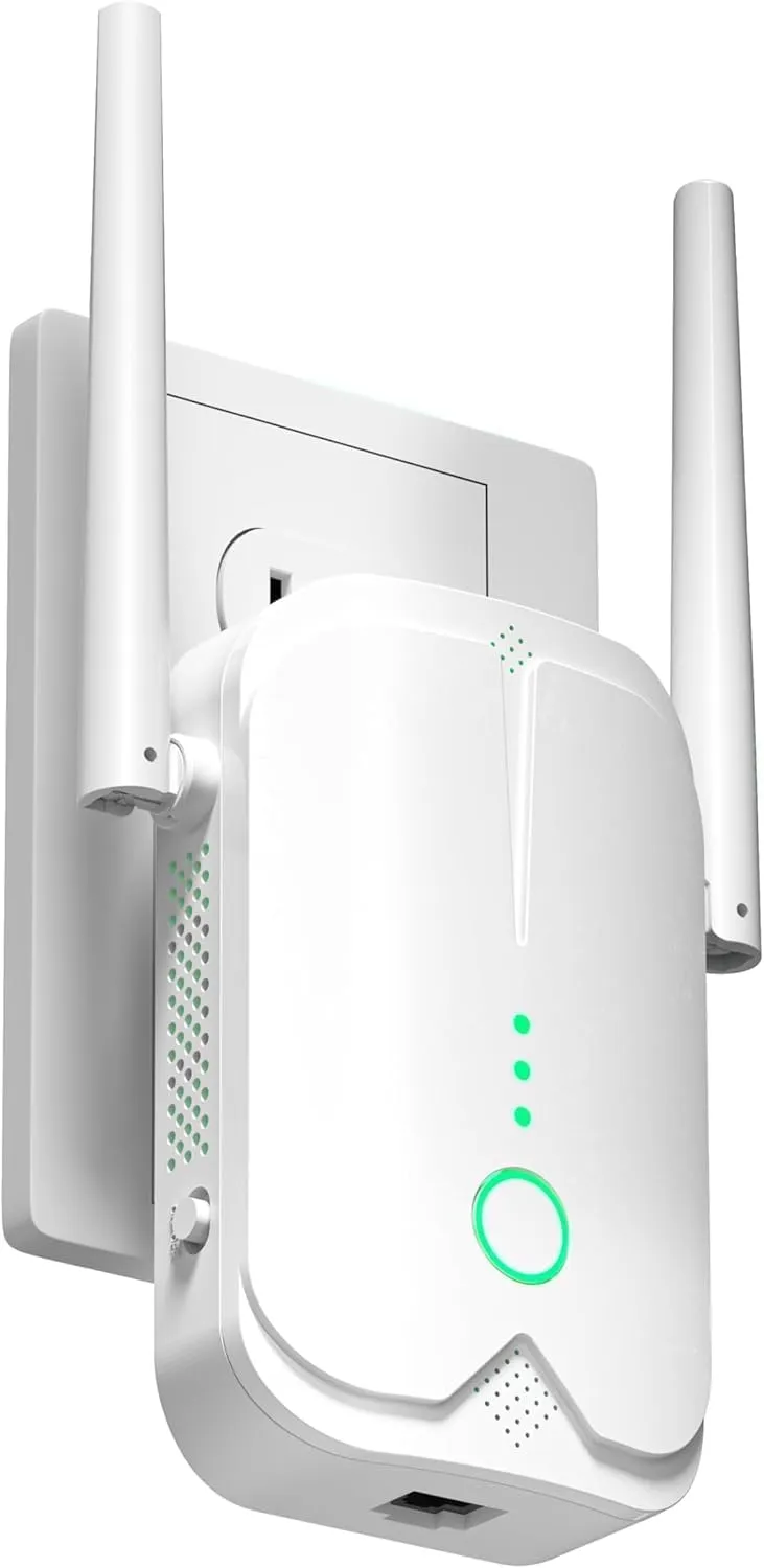 WiFi Extender, WiFi Signal Booster Up to 9000Sq.ft and 50 Devices, WiFi Range Extender, Wireless Internet Repeater, Long Range Amplifier with Ethernet Port, 1-Tap Setup, Access Point, Alexa Compatible