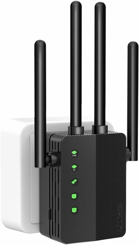 WiFi Range Extender 1200Mbps Signal Booster Repeater, Foscam 2.4G & 5GHz Dual Band Wireless Amplifier with Intelligent Signal Indicator, One Button Setup with Ethernet Port