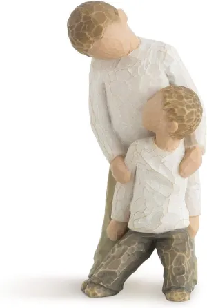 Willow Tree Brothers, Forging a Bond That Lasts a Lifetime, Two Boys Leaning Against Each Other, Figure Reflects Family Relationships and Best Friends, Sculpted Hand-Painted Figure