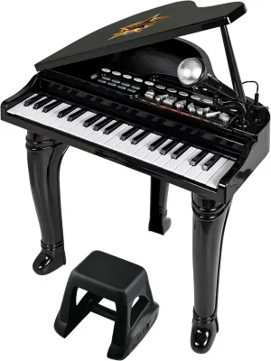 winfun Symphonic Grand Piano Set for Kids 3  Years 37 Keys 15 Demo Songs 8 Instruments & Rhythms Record & Playback Detachable Microphone Concert Stool Educational Music Toy