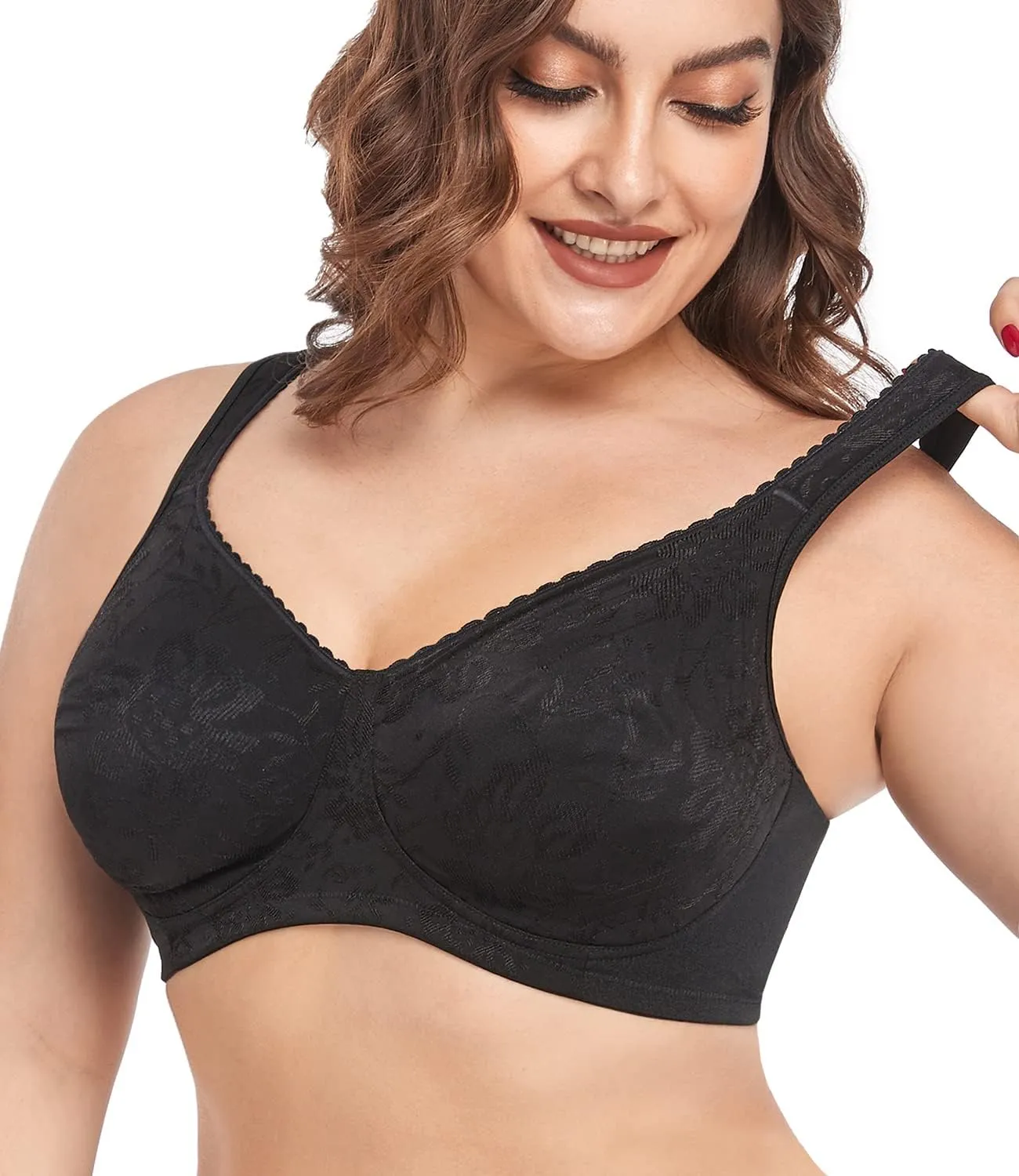 wirarpa Women's Bras Wireless Full Coverage Plus Size Minimizer Non Padded Comfort Soft Bra Multipack