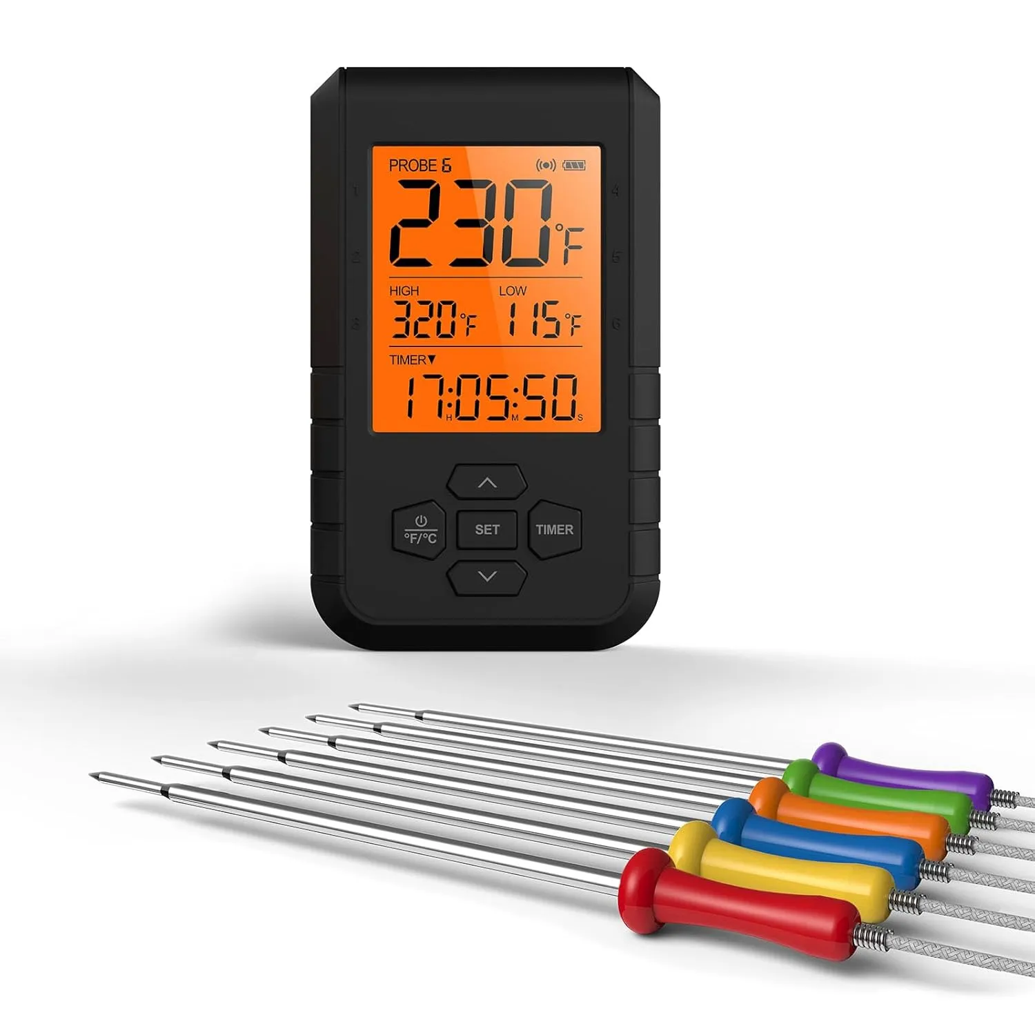 Wireless Meat Thermometer Bluetooth Instant Read for Grilling Smoking Oven Kittchen Thermometer Food Cooking BBQ Smoker Thermometer Digital Remote with App 6 Probes