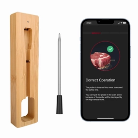 Wireless Meat Thermometer, Bluetooth Grilling Meat Thermometer,Remote Range Cooking Thermometer IP67 Waterproof Digital Food Thermometer for Oven, Grill, Kitchen, BBQ, Smoker & Rotisserie