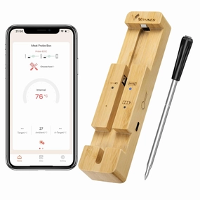 Wireless Meat Thermometer Digital 330Ft Remote Range Monitoring Smart Bluetooth CookingThermometer for BBQ, Grill, Oven, Smoker, Air Fryer Steak, Pork, and Turkey Cooking | Great Gift
