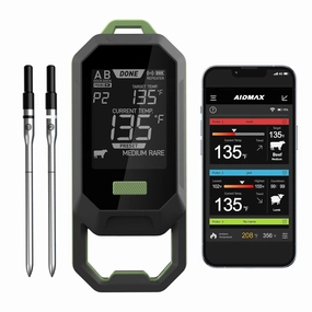 Wireless Smart Meat Thermometer with Dual-Sensor Probe, 557FT Remote Monitoring, Dedicated App, Real-Time Ambient and Food Temperature Tracking for Precise Cooking Control,BBQ,Grill,Smoker