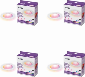 WiZ Color 6-Inch Smart Retrofit Downlight - Pack of 4-2700K- 6500K - 1150 Lumen - Indoor - Connects to Your Existing Wi-Fi - Control with Voice or App   Activate with Motion - Matter Compatible