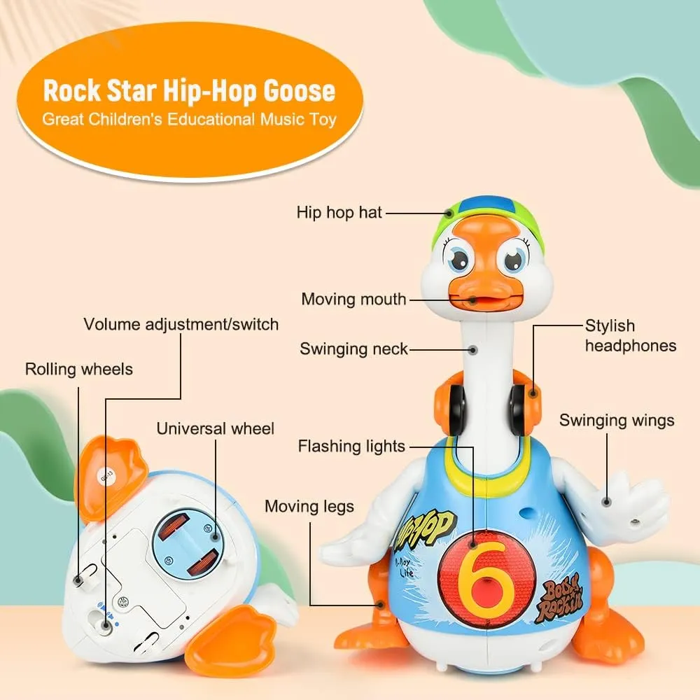 Woby Baby Musical Toy Dancing Singing Talking Walking Hip Hop Swing Goose Cool Educational Toy Gift for 1 2 3 Year Toddlers Kids Boys Girls