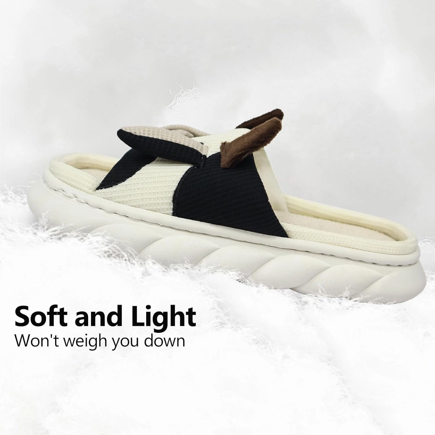 Women Cute Animal Cow Slippers - Cartoon Indoor Outdoor Man Cotton House Fuzzy Comfortable Slides
