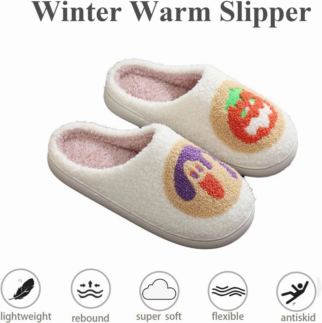 Women Retro Colorful Books Slippers Plush Warm House Slippers,Casual Home Shoes Soft Plush Slip-on Slippers Outdoor Indoor Bedroom Shoes