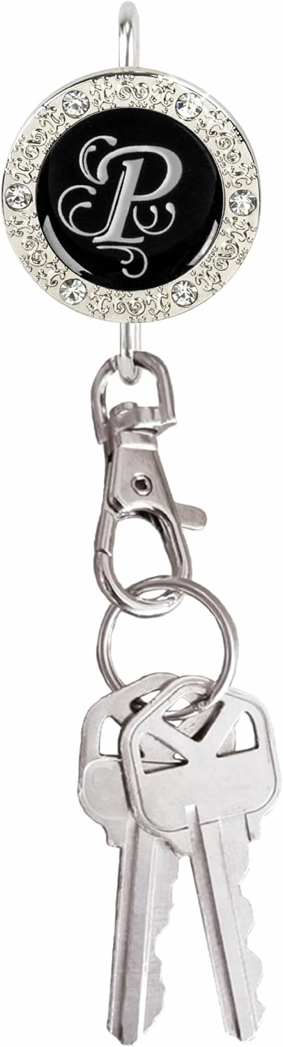 Women’s Bag Charm Key Finder, Car Keychain Hook, Cute Purse Organizer & Tote Bag Accessories, Gifts for Mom - Monogram Letter