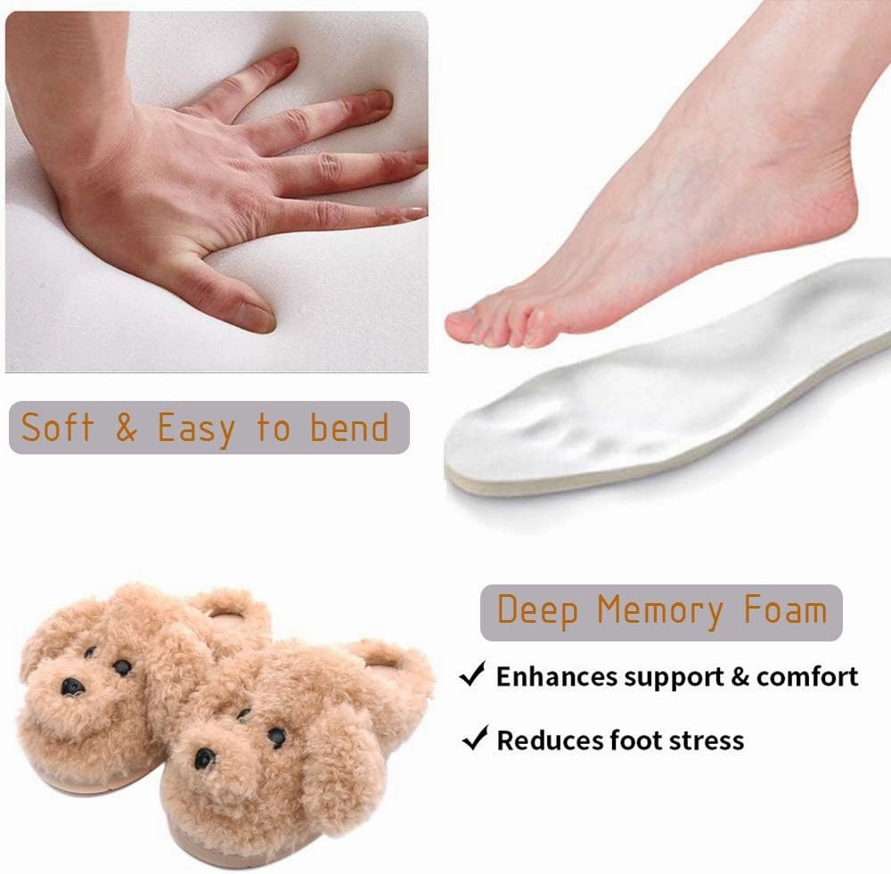 Women's Cute Animal Slippers - Warm Memory Foam Soft Fleece Plush House Slippers for Indoor & Outdoor