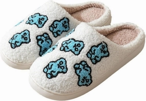 Women's Men's Bolt Happy Leopard Print Slippers Memory Foam Soft Plush Slippers Warm Non-Slip Home Shoes