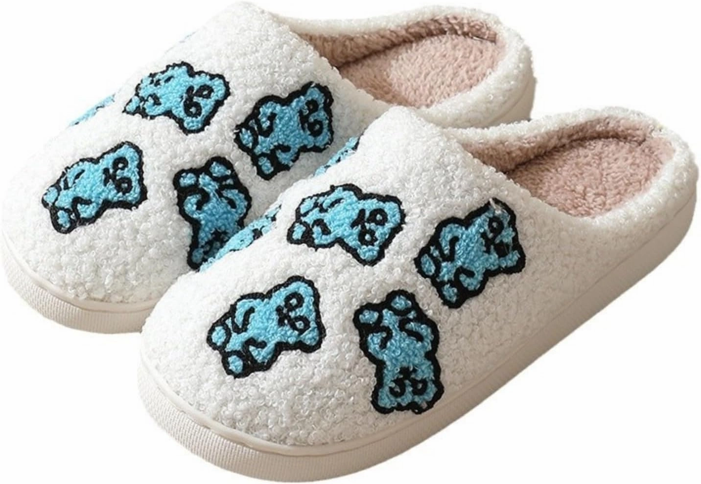 Women's Men's Bolt Happy Leopard Print Slippers Memory Foam Soft Plush Slippers Warm Non-Slip Home Shoes