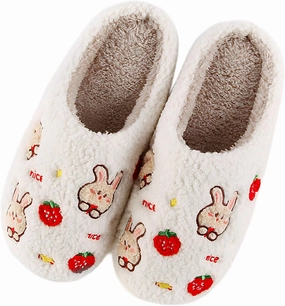 Women's Men's Cute Retro House Slippers Memory Foam Plush Fuzzy Indoor Shoes