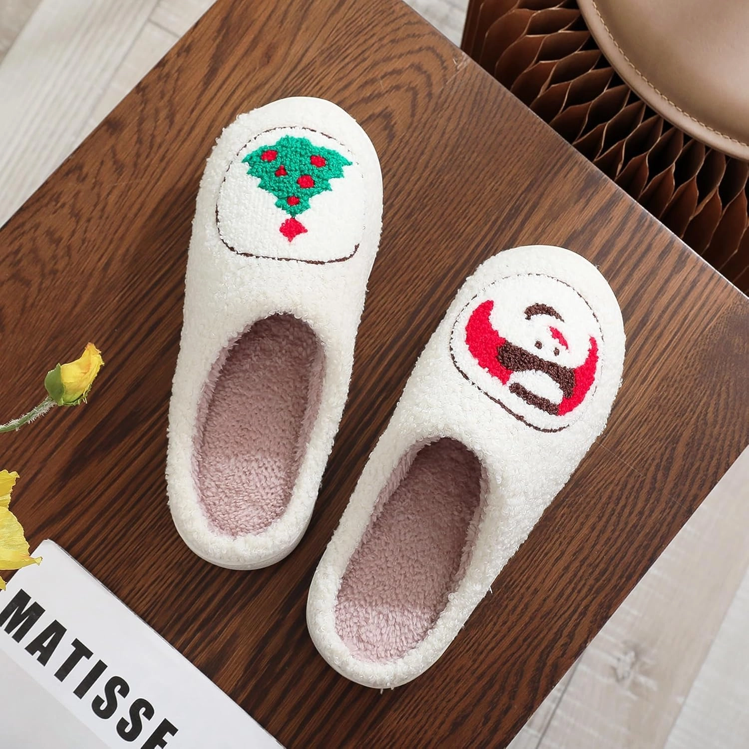 Women's Plush Heart Love Slippers - Blue Eyes Mushroom Cat Ears Retro Memory Foam Soft Plush Home Shoes