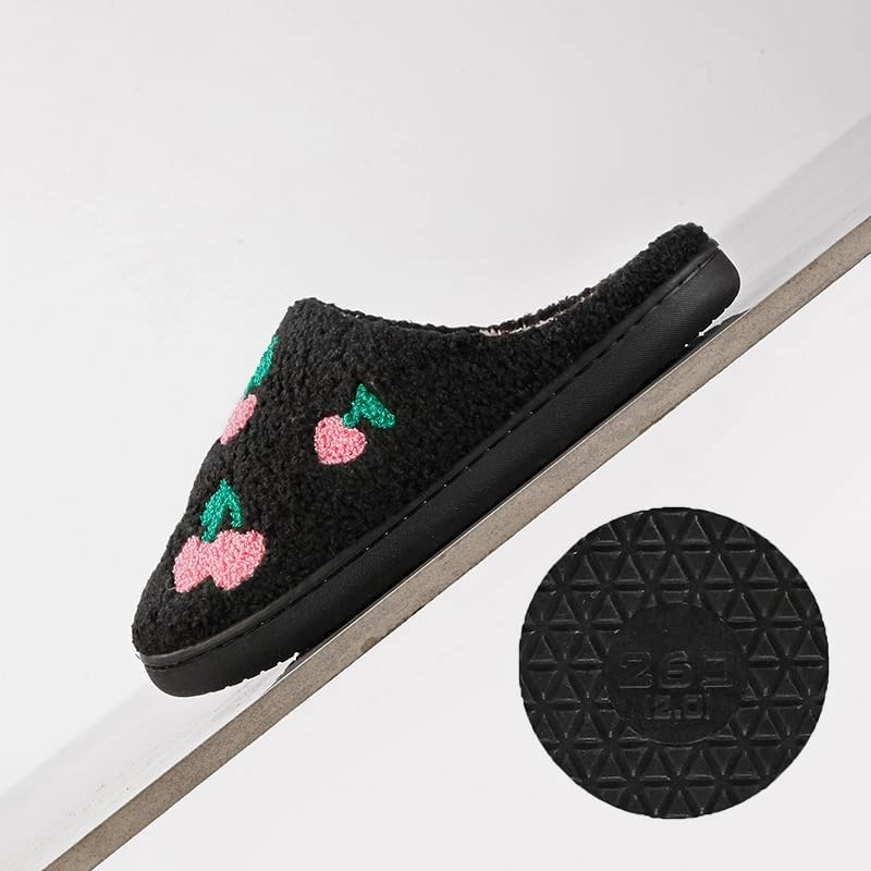 Women's Plush Heart Love Slippers - Blue Eyes Mushroom Cat Ears Retro Memory Foam Soft Plush Home Shoes