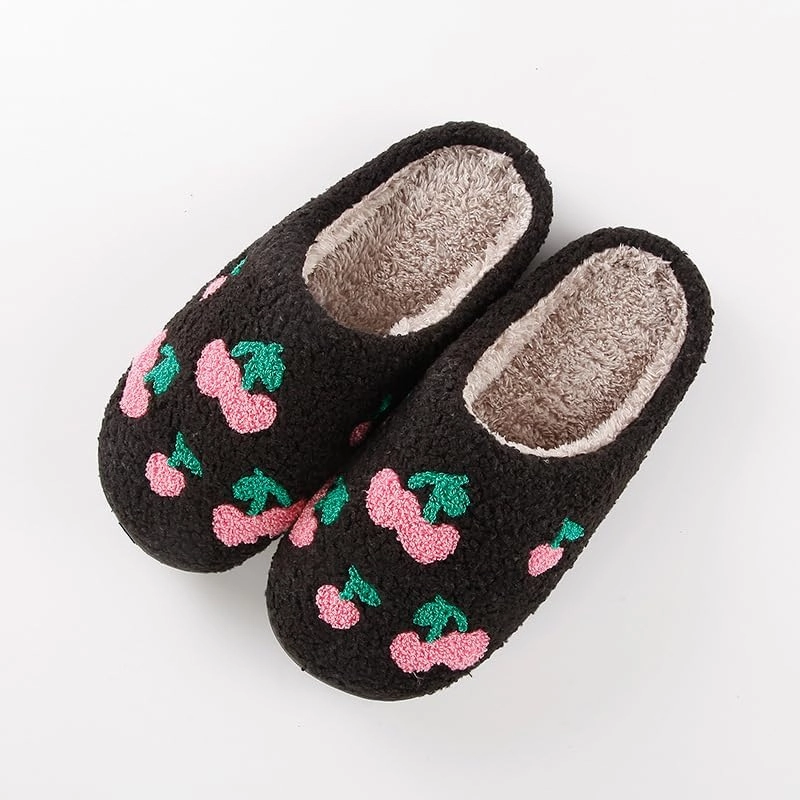 Women's Plush Heart Love Slippers - Blue Eyes Mushroom Cat Ears Retro Memory Foam Soft Plush Home Shoes