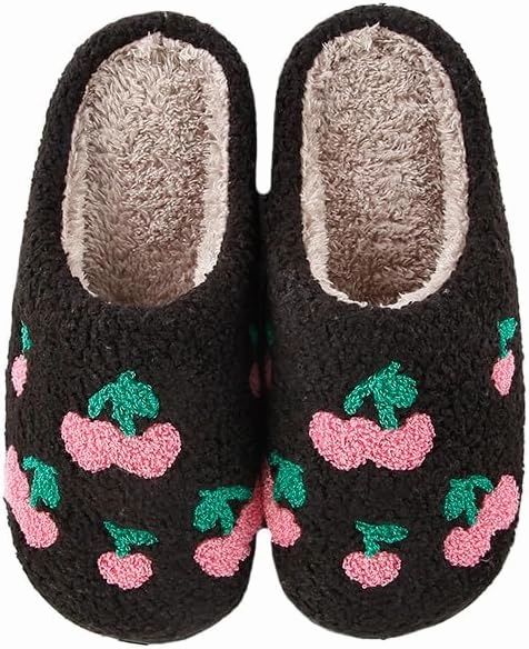 Women's Plush Heart Love Slippers - Blue Eyes Mushroom Cat Ears Retro Memory Foam Soft Plush Home Shoes