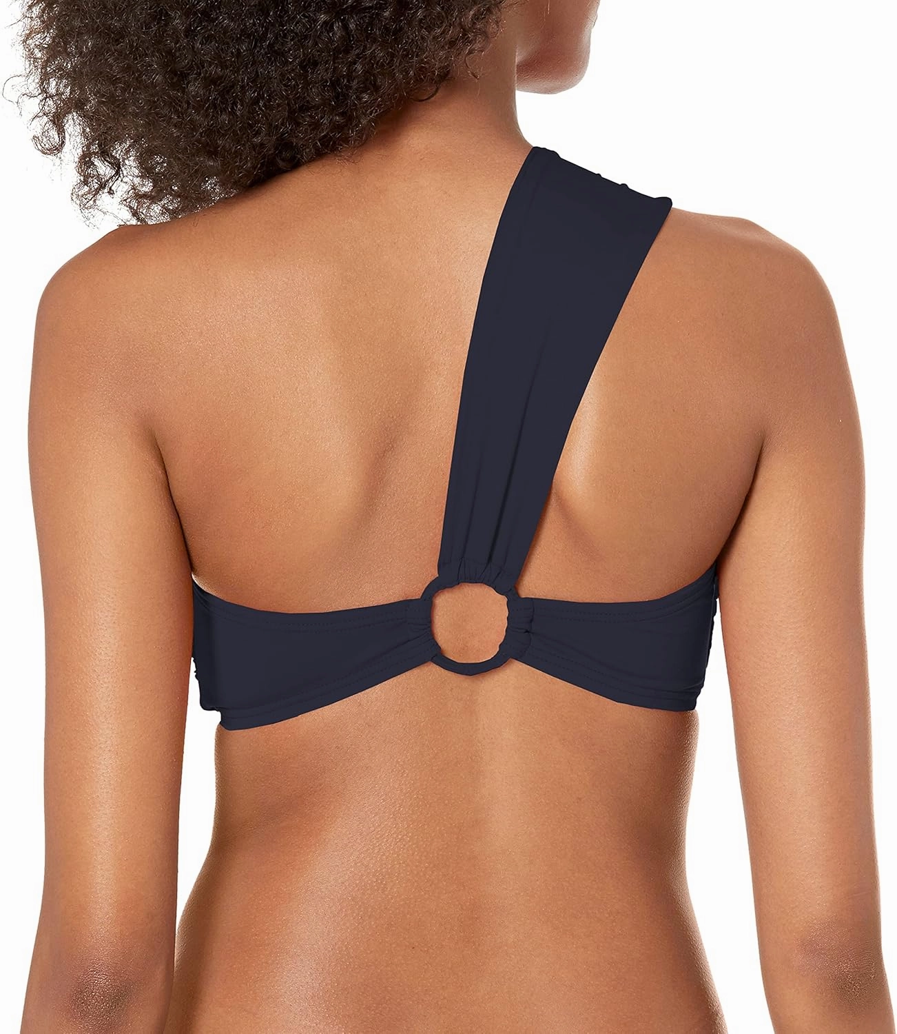 Women's Standard One Shoulder Bikini Top Swimsuit with Hardware Detail