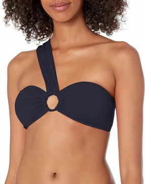Women's Standard One Shoulder Bikini Top Swimsuit with Hardware Detail