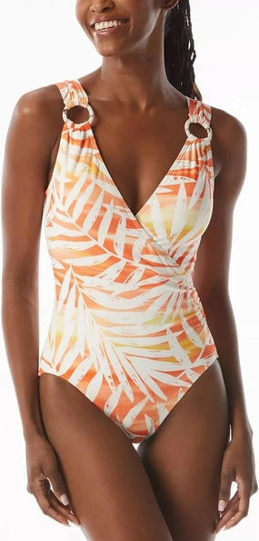 Women's Surplice-Neck One-Piece Swimsuit Size 4 Multi