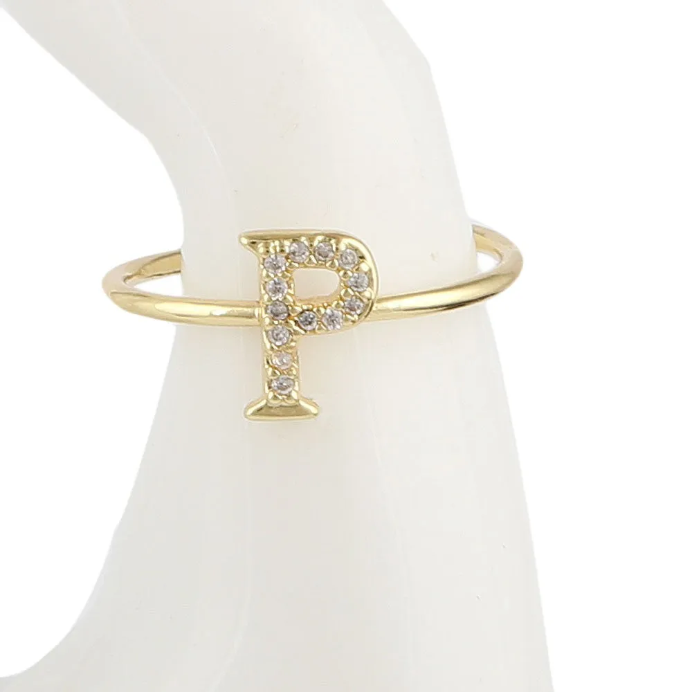 Women's Alphabet Finger Ring - Golden -  Golden
