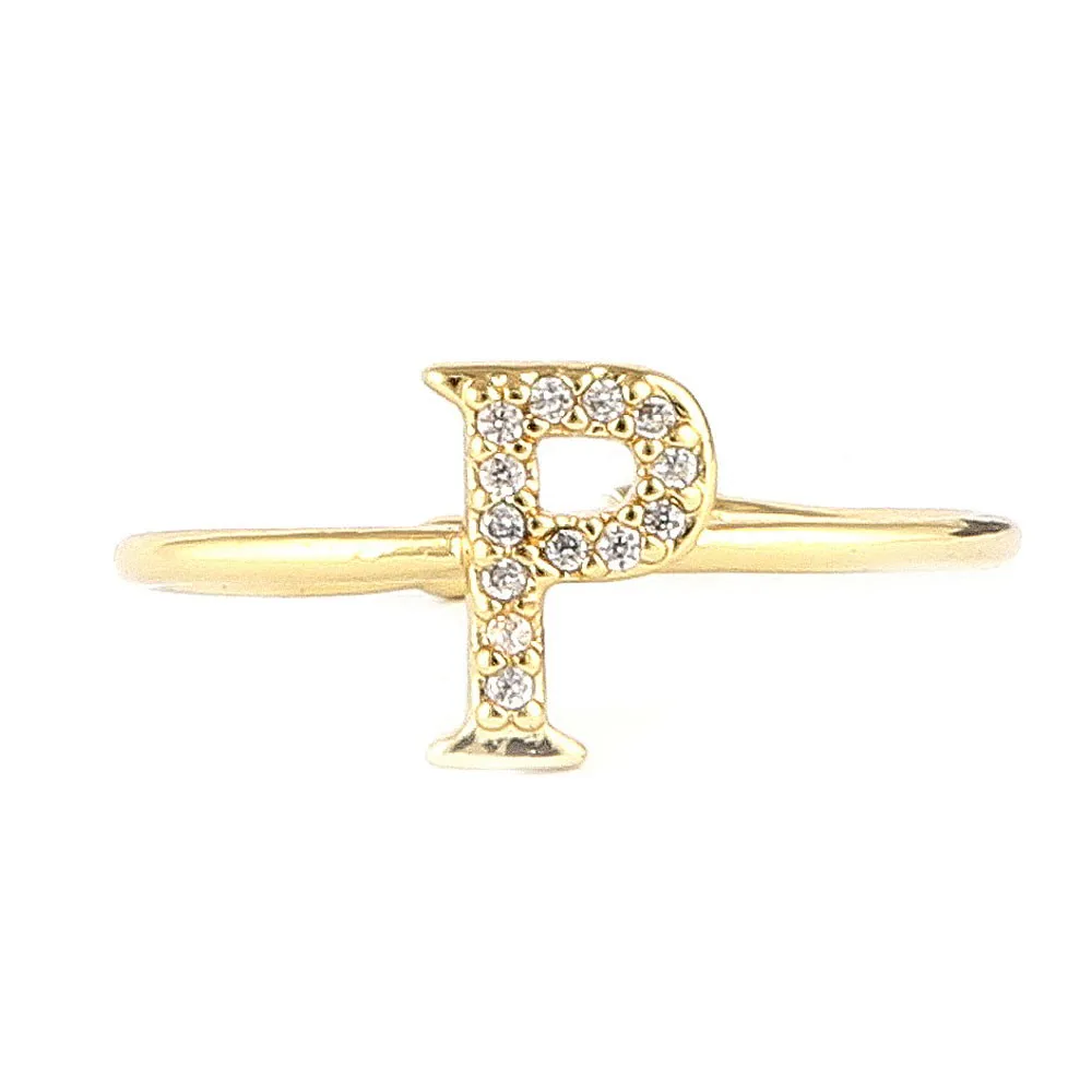 Women's Alphabet Finger Ring - Golden -  Golden