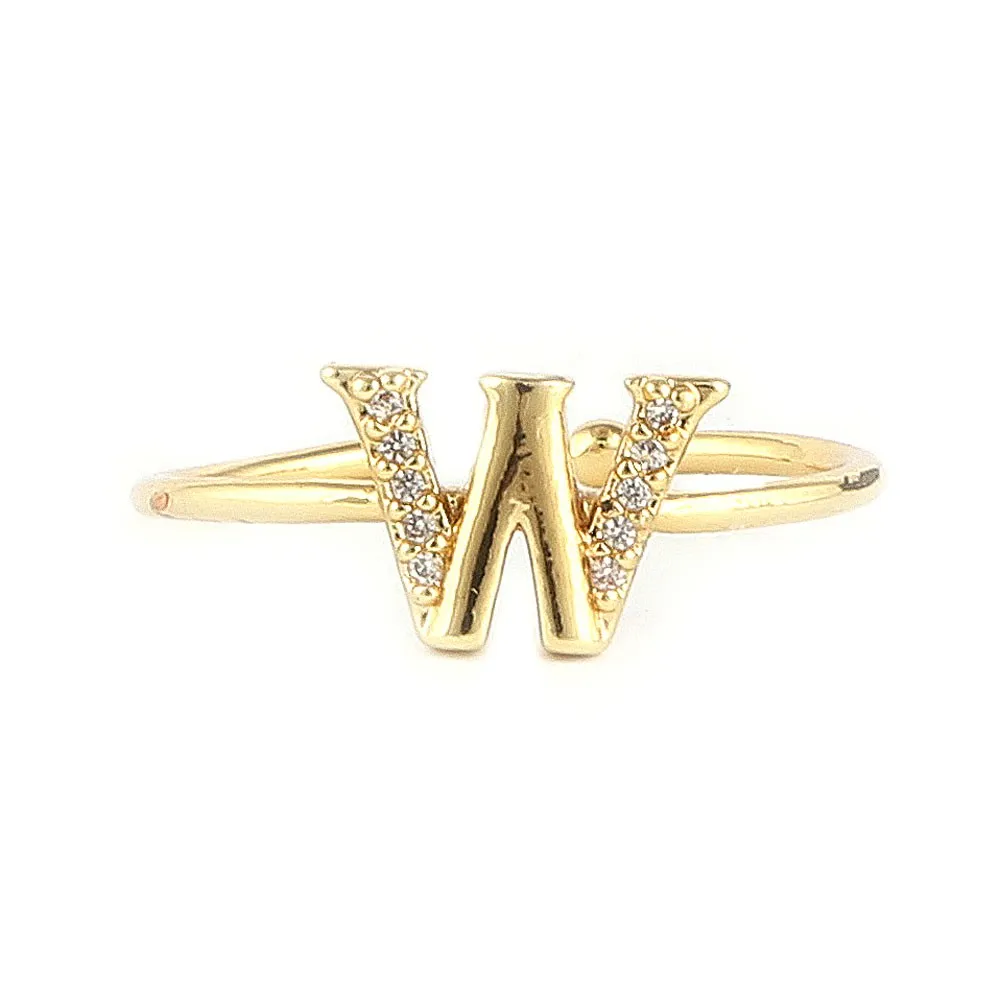 Women's Alphabet Finger Ring - Golden -  Golden