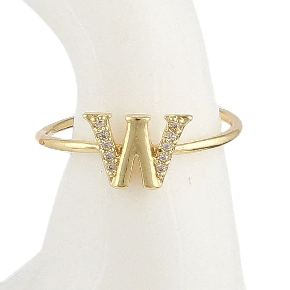 Women's Alphabet Finger Ring - Golden -  Golden