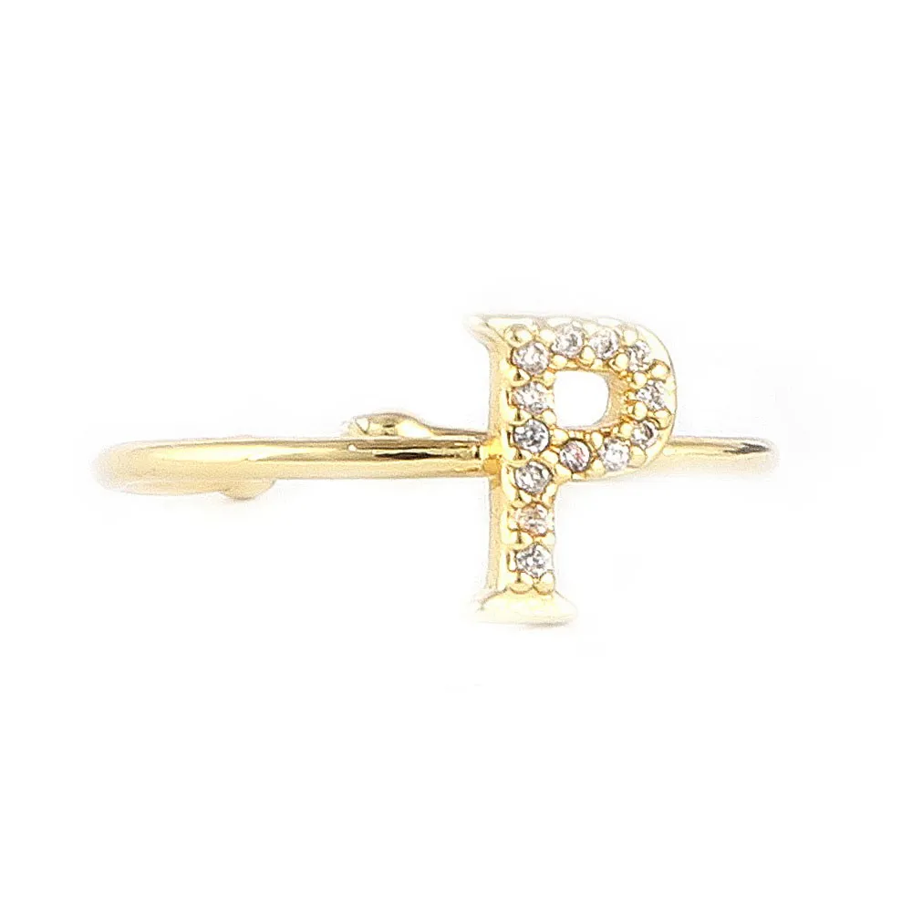 Women's Alphabet Finger Ring - Golden -  Golden