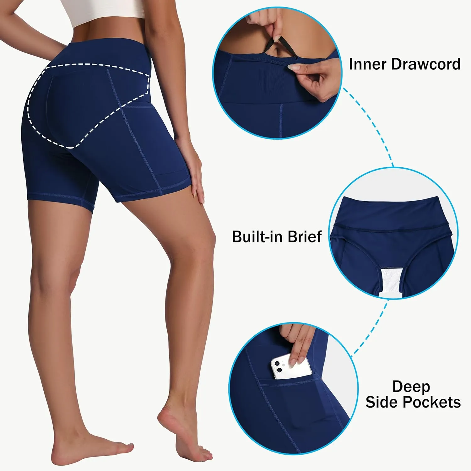 Women's High Waisted Long Swim Shorts - 5''/7''/9''/12" Tummy Control Swim Board Capris Bottoms Swimwear with Liner