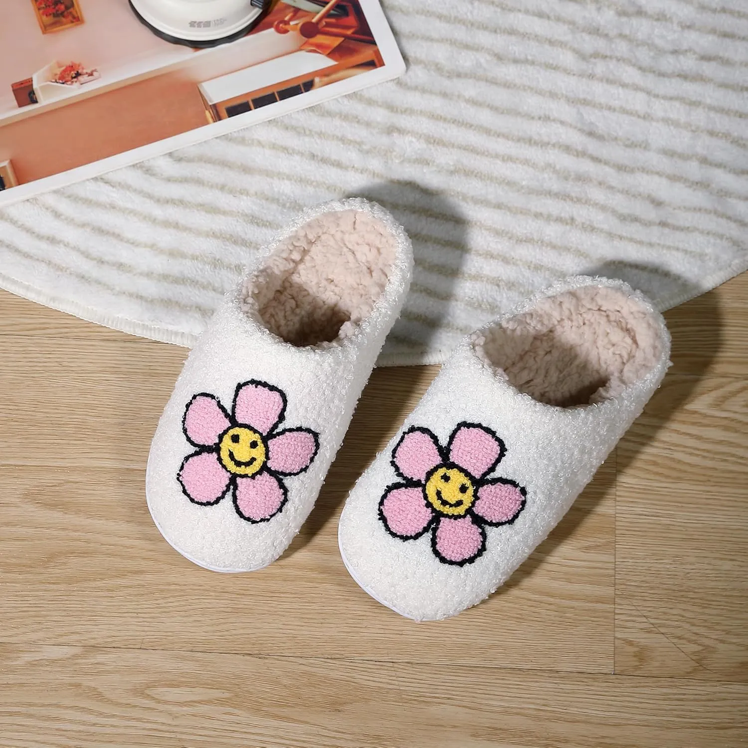Womens House Slippers Soft Plush Lightweight Slip-On Slippers for Indoor Home