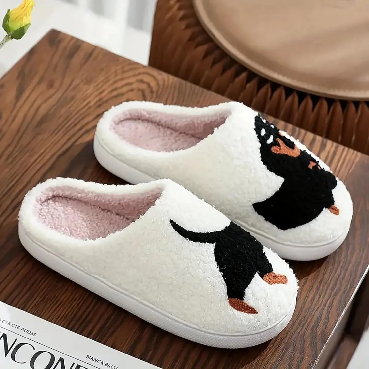 Women's Men's Happy Face Heart-shaped Cat Slippers - Retro Leopard Print, Memory Foam, Soft Plush, Warm, Anti-Slip Home Shoes