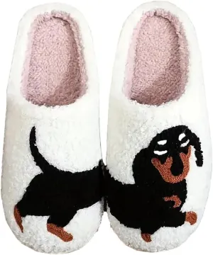 Women's Men's Happy Face Heart-shaped Cat Slippers - Retro Leopard Print, Memory Foam, Soft Plush, Warm, Anti-Slip Home Shoes