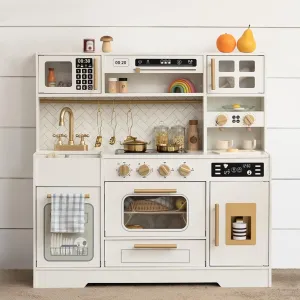 Wooden Play Kitchen for Kids– Realistic Appliances, Smart Storage & 15 Fun Accessories for Inspiring Pretend Play (Ages 3 )