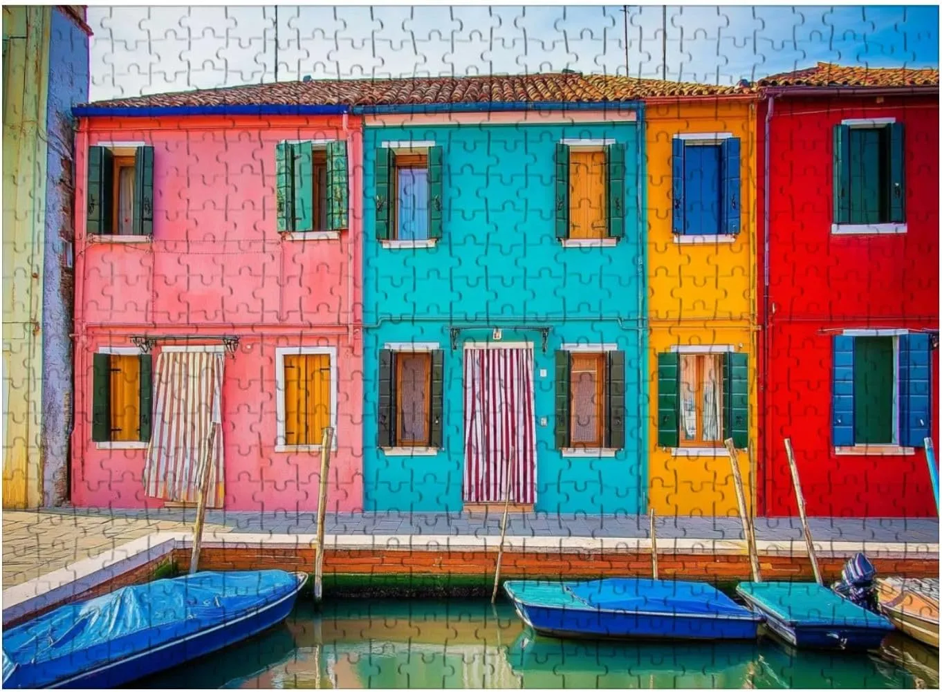 Wooden Puzzles Burano Island Colorful Traditional Fishing Village Venice Italy Jigsaw Puzzles for Adults 500 Pieces Impossible Puzzle Challenging Puzzle Educational Toys Decompression Game