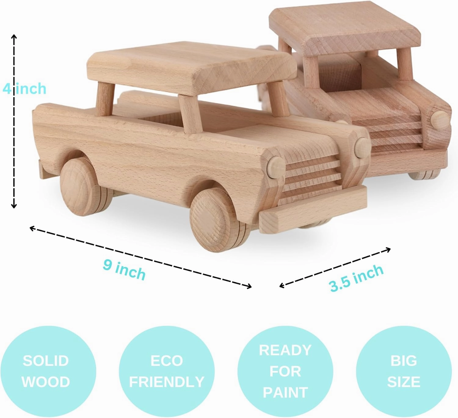 Wooden Car DIY Toy for Kids & Adults - Handmade Solid Wood Trabant Car - Preschool Learning Activities - Educational Toddler Toy - Paintable Surface