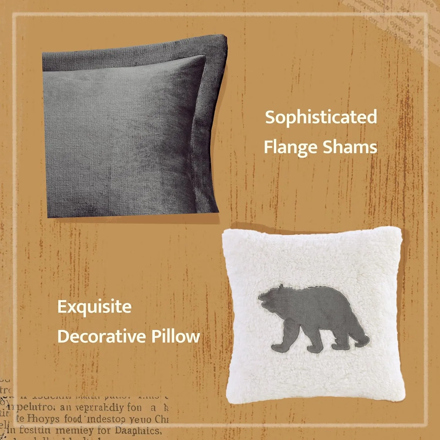 Woolrich Reversible Comforter Set Ultra Soft Plush to Sherpa, Down Alternative, Cold Weather Winter Warm Bedding, with Matching Sham, Decorative Pillow Charcoal/Ivory Full/Queen 4 Piece
