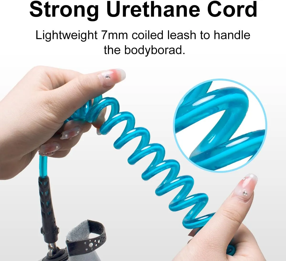 WOOWAVE Bodyboard Leash Wrist Surf Leash Coiled Bodyboarding Leash Premium Coil Body Board Leash with Plug