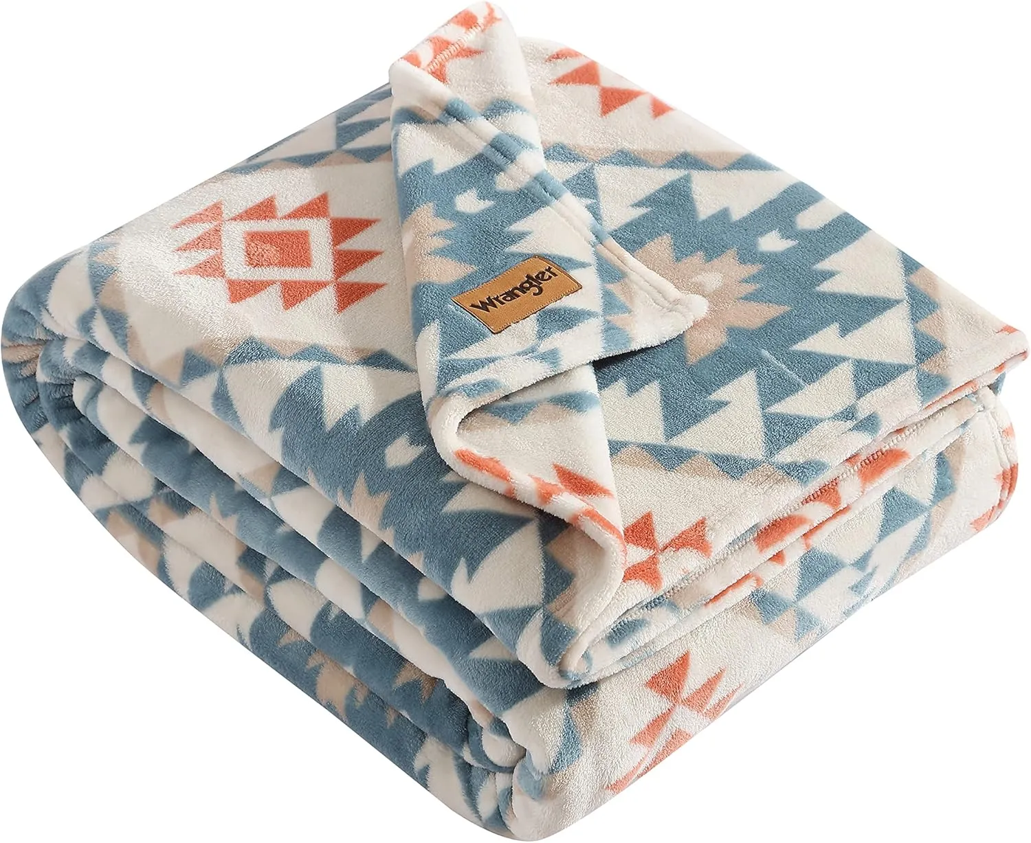 Wrangler - Twin Blanket, Ultra Soft Plush Fleece Reversible Bedding, Yellowstone Inspired (Dakota Blue, Twin)