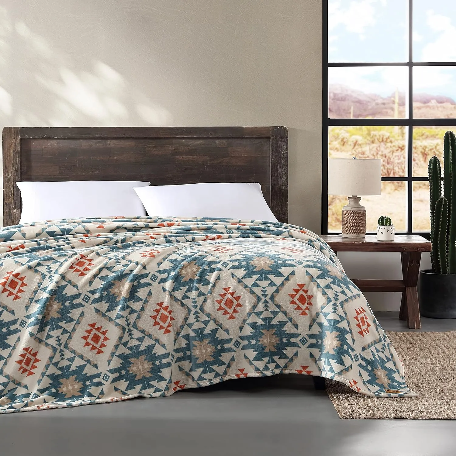 Wrangler - Twin Blanket, Ultra Soft Plush Fleece Reversible Bedding, Yellowstone Inspired (Dakota Blue, Twin)