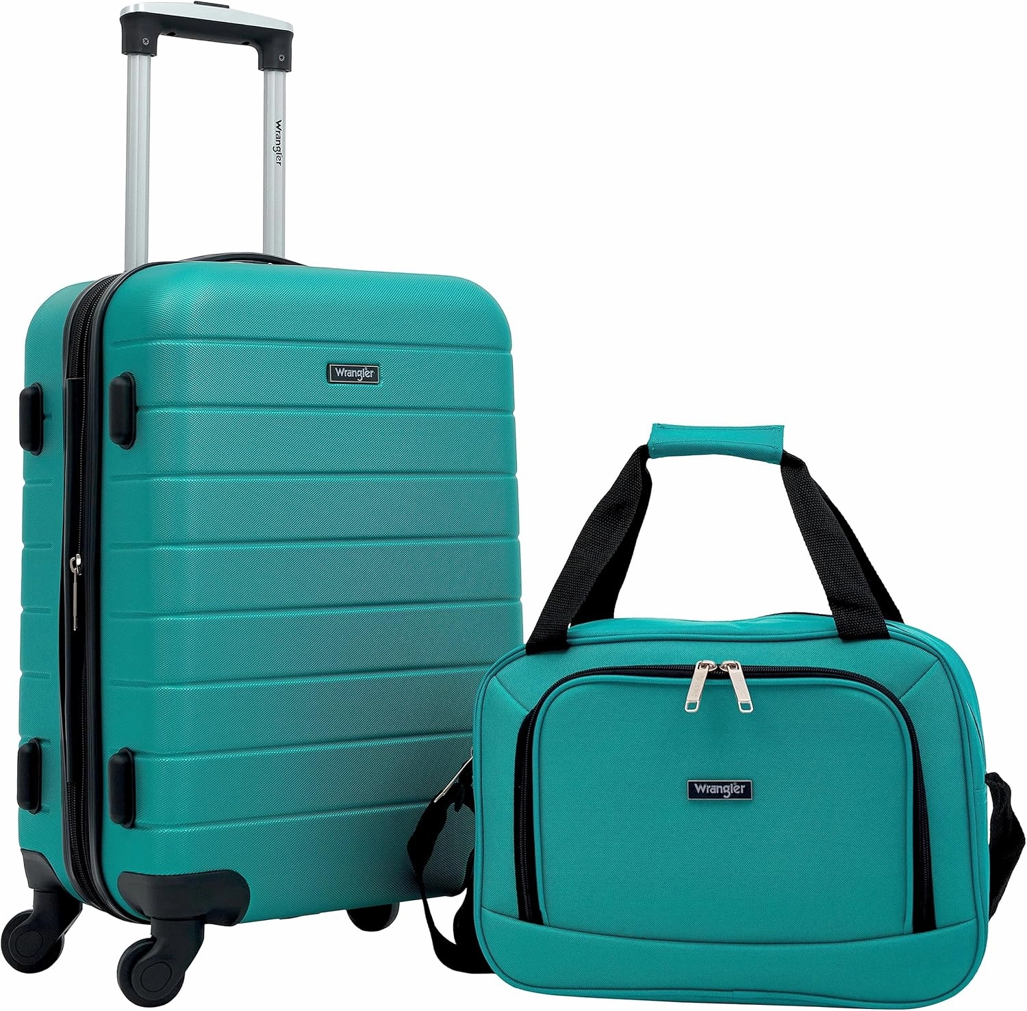 Wrangler Smart Luggage Cup Holder and USB Port, Teal, 2 Piece Set