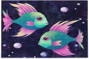 xigua Two Colorful Fish Jigsaw Puzzles for Adults 1000 Piece, Puzzles for Adults 1000 Piece Challenging Kids Teens Family Puzzle Game