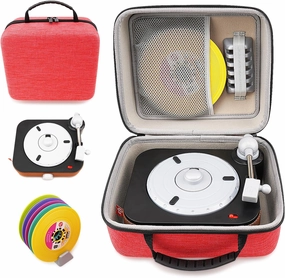 XINGFUDAO Hard Carrying Case Compatible with Fisher-Price Rockin Record Player, Travel Storage case for Fisher-Price Musical Toy, Scratch-Resistant and Easy to Clean, red