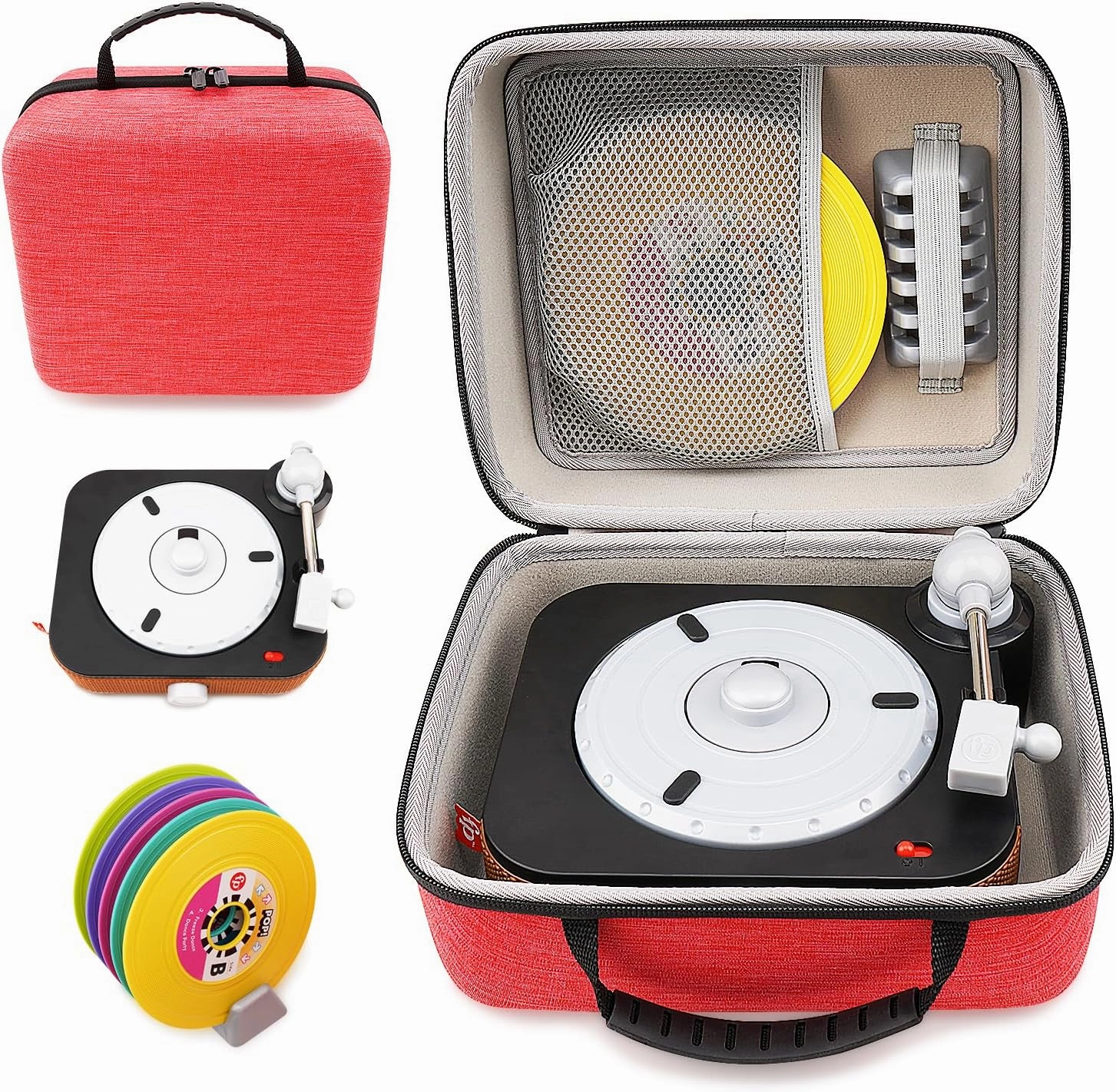 XINGFUDAO Hard Carrying Case Compatible with Fisher-Price Rockin Record Player, Travel Storage case for Fisher-Price Musical Toy, Scratch-Resistant and Easy to Clean, red