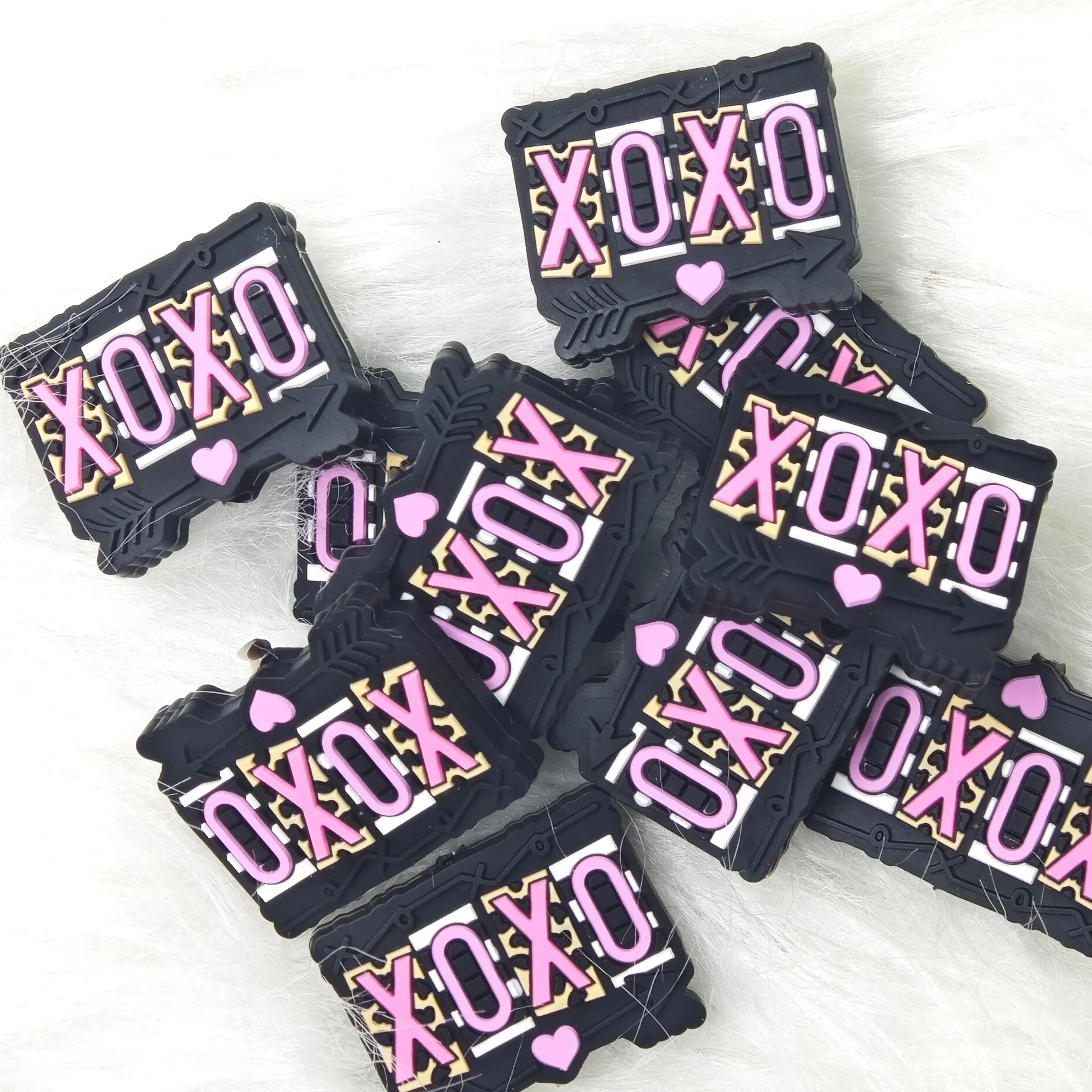 XOXO Silicone Focal Beads Wholesale, Valentine's Day Silicone focal beads