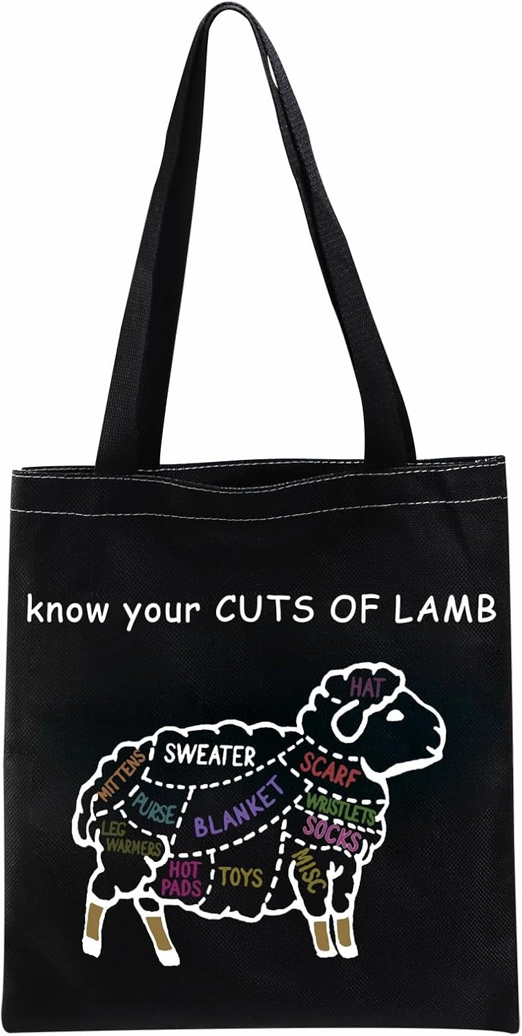 XYANFA Lamb Knitting Tote Bag - Gift for Knitter & Sheep Lover