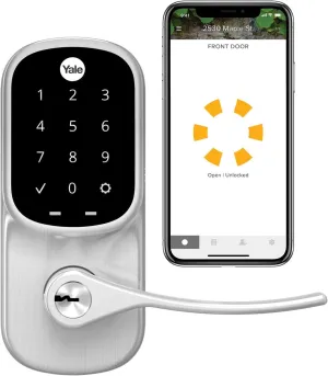 Yale Assure Lever, Wi-Fi Smart Door Lever (for Doors with no deadbolt) - Works with Yale Access App, Amazon Alexa, Google Assistant, HomeKit, Phillips Hue and Samsung SmartThings, Satin Nickel