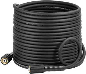 YAMATIC Super Flexible Pressure Washer Hose 50FT 1/4", Kink Resistant Power Washer Hose Replacement for Flexzilla Uberflex Ryobi Genarac Troy Bilt Leak-Free M22 Fittings, 3200 PSI, Black